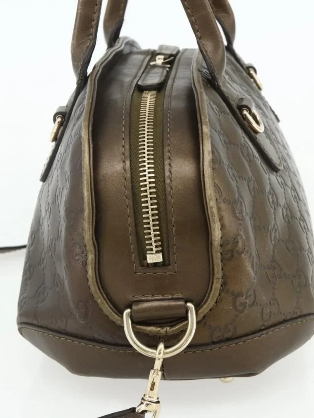 GUCCI GG Canvas Guccissima Hand Bag Leather 2way Brown Gold 269955 Auth mr2307